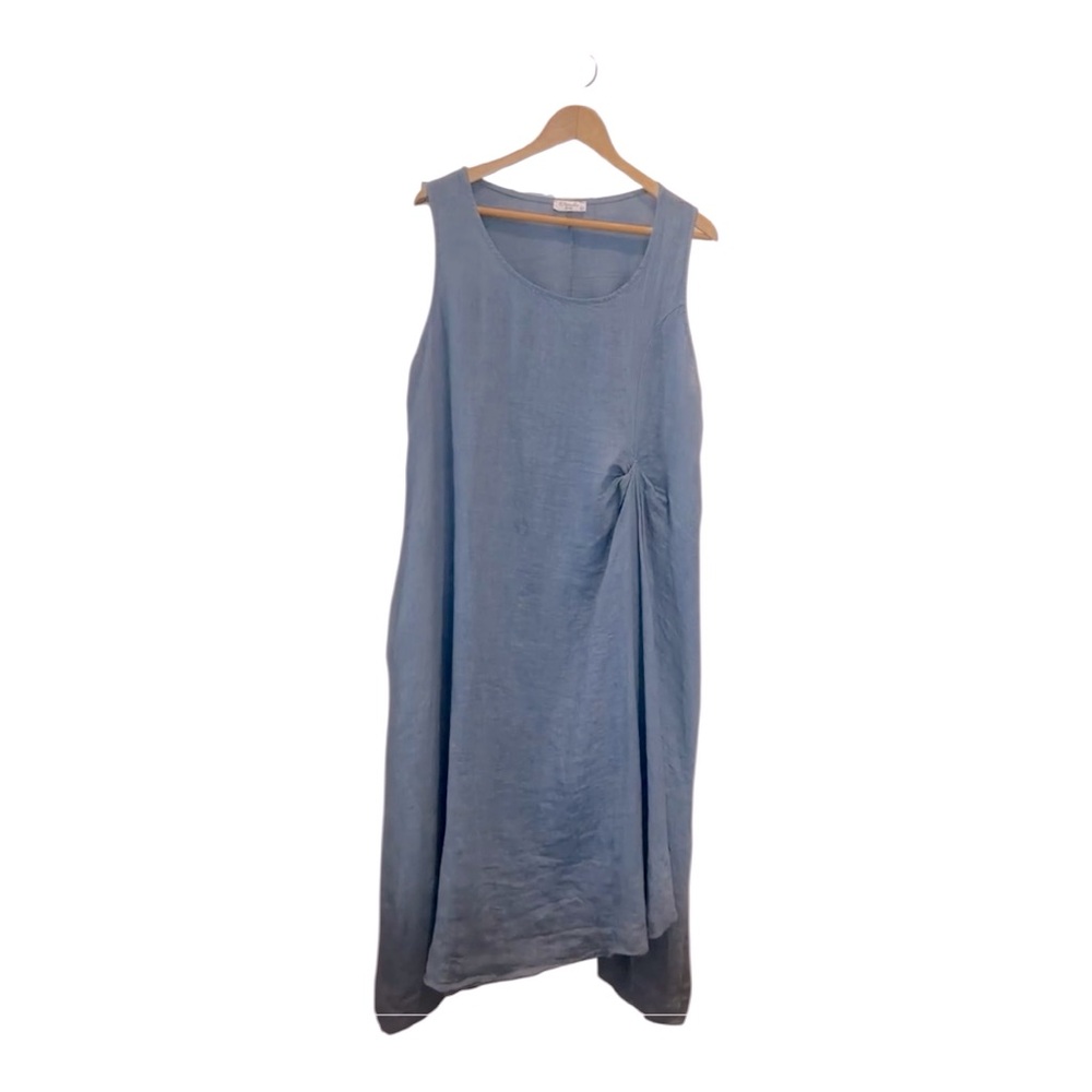 Dress Eternelle Blue Linen Asymmetrical Sleeveless
